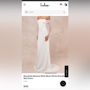 Lulus Beautifully Beloved White Mesh Off-the-Shoulder Maxi Dress
